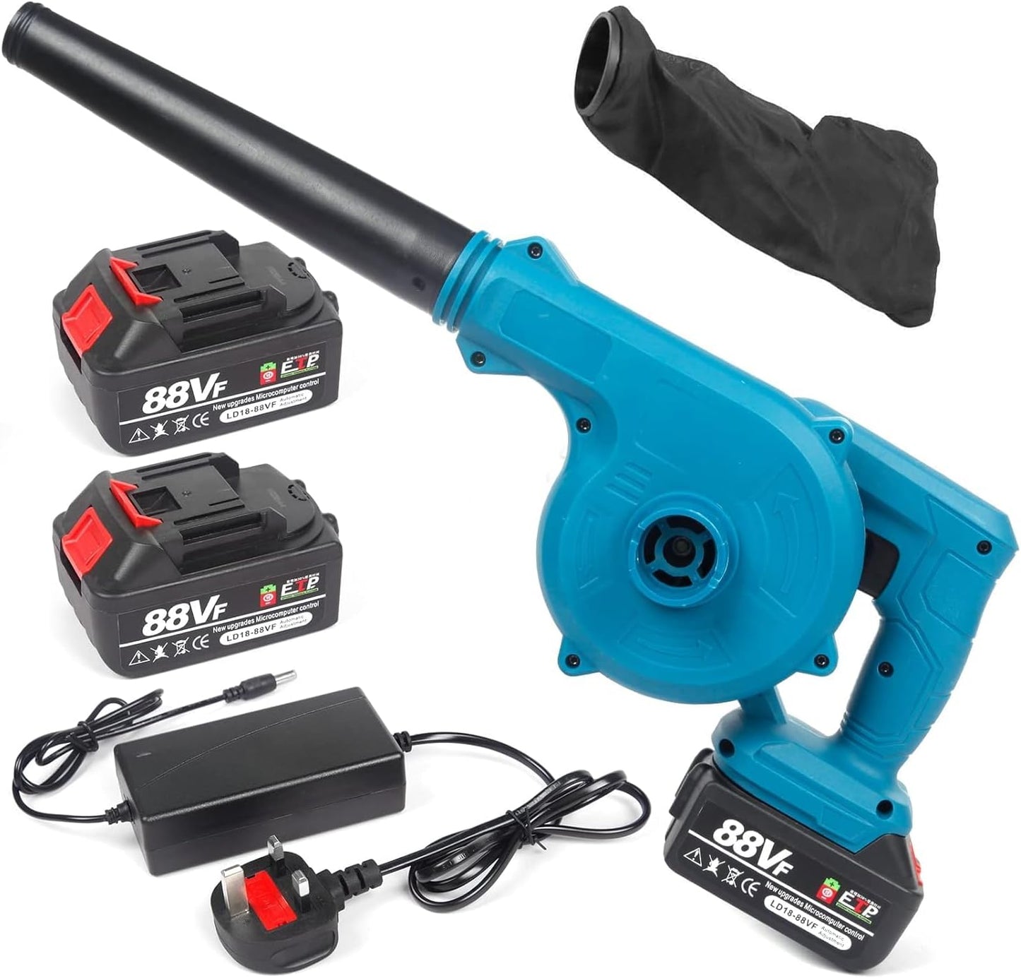 Ponicozy Leaf Blower, Cordless Leaf Blower with 2 Battery & Charger, 2-in-1 Electric Leaf Blower & Vacuum