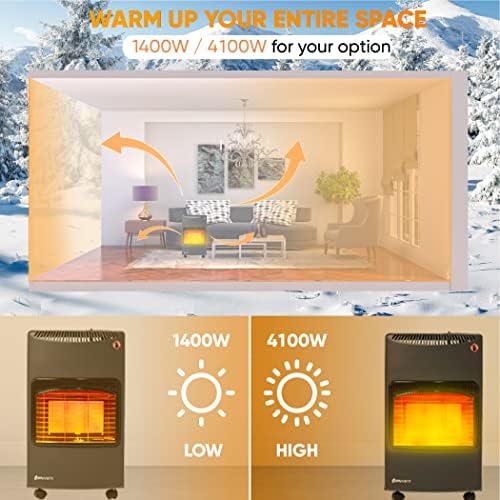 Outdoor Propane Patio Heater, 18,000 BTU Portable LP Gas Infrared Heaters for Garage, Camping, Outside, Suitable for 20lb 30lb Propane