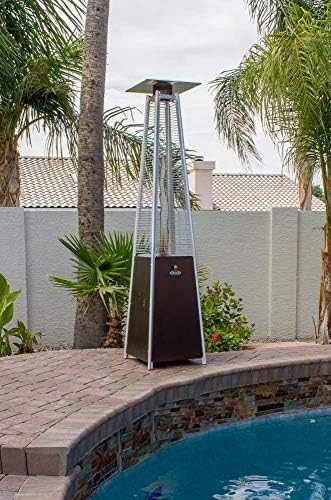 Outdoor Patio Propane Space Heater - 48,000 Btu Pyramid Propane Heater, Outdoor Heater, Portable Heater, Patio Heater Propane, W/Wheels, Protective Cover (Hammered Bronze)