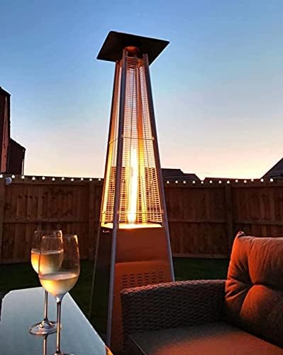 Pyramid Patio Heater Freestanding Outdoor Gas Patio Heater with Glass Tube 13KW Power Infrared Heater Suitable for Garden Restaurants Bars Villa Courtyards